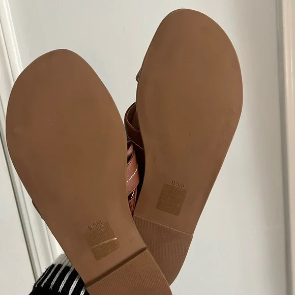 Jack Rogers Brown Leather Crisscross Slide Sandals - Picture 2 of 3